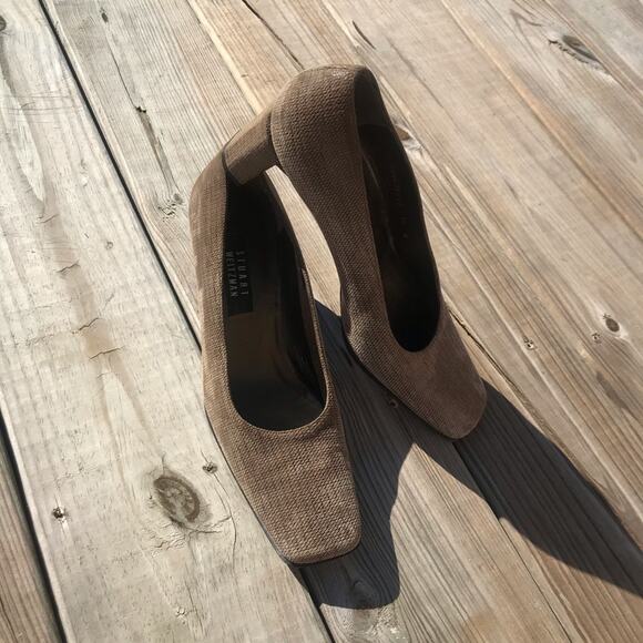 Vintage Stuart Weitzman suede houndstooth chunky heel pump - Picture 10 of 16